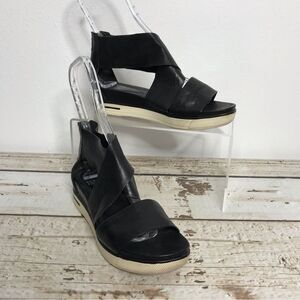 Eileen Fisher Womens Sport Tumbled Black Leather Sneaker Sandal Size 7.5